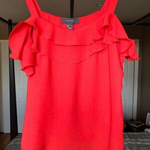 Primark Red/Orange Ruffled Sleeveless Tank Top